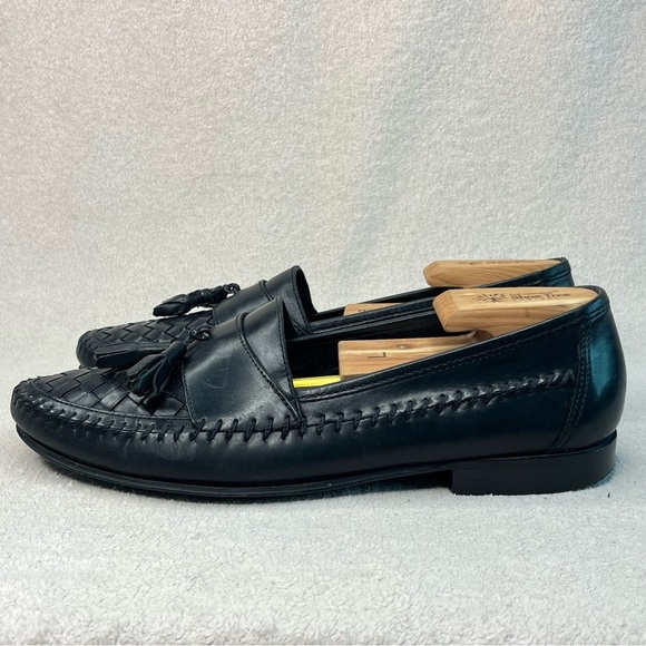 G.H. Bass & Co Woven Leather Tassel Loafers-Men’s 10-Black-Classic-Formal-Office - Picture 4 of 13